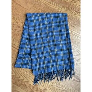 Eddie Bauer Scarf Shawl Cornflower Blue Plaid‎ 78 X 27